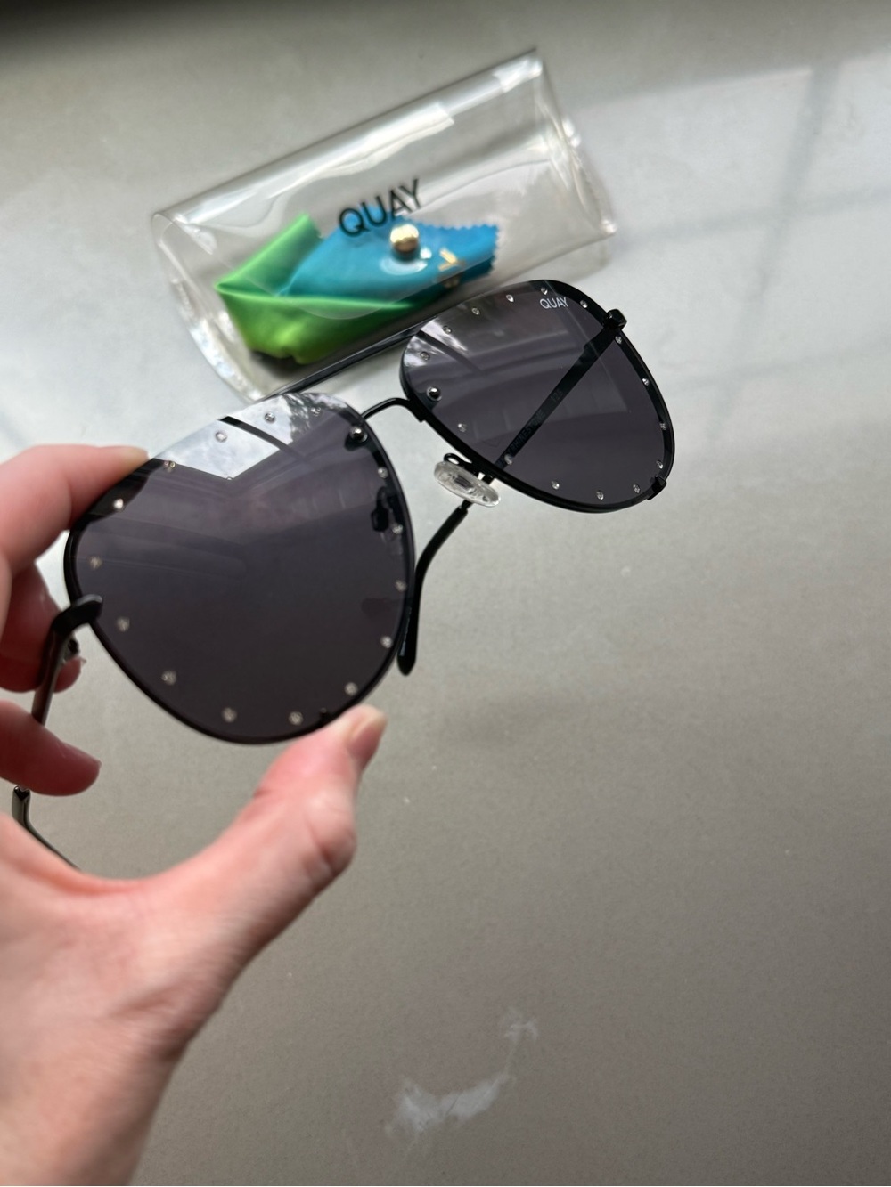 Quay High Key Rhinestone Oversized Sunglasses - Picture 2 of 4